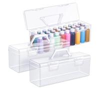 Rersduyt 3 Pcs Paint Storage Box for Acrylic Paint 30 Bottle Capacity Acrylic Paint Storage Box for 2 Fluid Ounces Acrylic Paint,Storage Box Extra Large Capacity Clear Box White