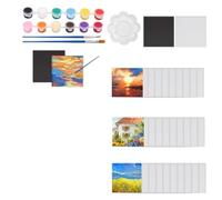 Rersduyt 30 Pcs 2.6 Inch Mini Magnetic Canvas Panel, Magnetic Painting Canvas Panel with Painting Set Square