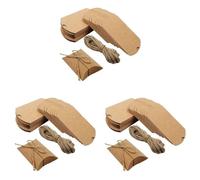 Rersduyt 300 Pcs Kraft Paper Pillow Boxes, Candy Boxes with Twine, Christmas and Halloween Wedding Gift Packaging Boxes