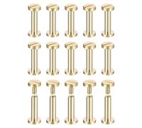 Rersduyt 30Pack Brass Chicago Screws, 15x8mm Flat Head Screw Back Binding Post Nail Stud Rivets Fastener for DIY