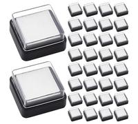 Rersduyt 30PCS Empty Blank Ink Pad No Ink Mini Thumbprint Sponge Ink Stamp Pad Black Quick Drying Foam Uninked Pads