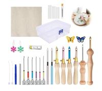 Rersduyt 35 Pcs Punch Needle Kit, Punch Needle Tool Adjustable Punch Needle Embroidery Kits,Sewing Art Needle Tool for Beginners