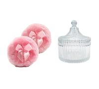 Rersduyt 3Pack Large Body Puff and Containers Powder Containers with Bubble Crystal Containers Soft