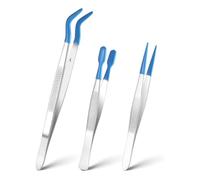 Rersduyt 3pcs PVC Coated Tweezers Set Rubber Tips Tweezers for Jewelry Making, Electronics