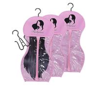 Rersduyt 3Pcs Wig Storage Bags with Hanger Wig Bag with Hook Storage Breathable and Easy Carry Home Hair Salon Travel Use Hourglass Shaped Wig Storage Bag Pink