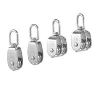 Rersduyt 4 Pack M20 Lifting Single Pulley Block 304 Stainless Steel Crane Swivel Hook Double Pulley Roller Loading