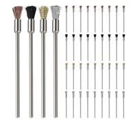Rersduyt 40 Pieces Extended Wire Brush Set Kit for Cleaning, Steel Wire Cleaning End Brushes Set Kit Rust Pen 3mm Mandrel Rust Paint Removal
