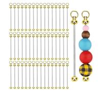 Rersduyt 50pcs Blank Beadable Keychain Bars, Metal Bead Keychain Bar Charms Detachable Key Chain Making for Craft Pendant B