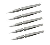 Rersduyt 5PCS Ceramic Tip Electronic Soldering Tweezers,Anti-Static Reverse Acid Precision Chuck Ceramic Tweezers -C