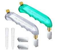 Rersduyt 6 Pcs Glass Cutter Grip Oil Feed Glass Cutter and 2-6mm Cutting Heads (Green, White)