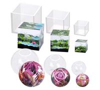 Rersduyt 6 Pieces ClearResin Mold Silicone Set, ClearSeamless Sphere and Deep Cube Silicone Molds for Decoration
