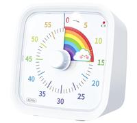 Rersduyt 60 Minute Visual Timer with Protective Case, Rainbow Disk Timer, Silent Countdown Time Management Tool White