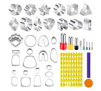 Rersduyt 60 Pcs Clay Tools Set,Polymer Clay Cutters for Earring Making, 51 Shapes Stainless Steel Clay Cutters Metal Polymer Clay Polymer Clay Cutters