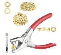 Rersduyt 6mm Grommet Eyelet Plier Set, Eyelet Hole Punch Pliers Kit with 100 Metal Eyelets, Grommet Tool Kit for Leather Cloth
