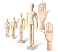 Rersduyt 6Pack Artist Wooden Mannequin,4.5/5.5/8/12Inch Drawing Figure Model Wooden Hand Model 7Inch Left and Right Hand Model