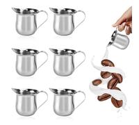 Rersduyt 6Pcs Bell Creamers 90Ml/3Oz Mini Creamer Jug Stainless Steel Milk Pitcher Cup Mini Coffee Jug Milk Frothing Pitcher