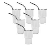 Rersduyt 6PCS Mini 3oz Tumbler Shot Glass with Straw and Lids, Sublimation Double Layer Shot Glasses Set for Drinks, Coffee