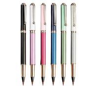 Rersduyt 6Pcs Morandi Calligraphy Pens Hand Lettering Pens Soft Nib Metal Rod Pen for Writing Beginners Chinese Brush Pens