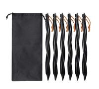 Rersduyt 6X 25cm Outdoor Tent Pegs Ground Nails with Storage Bag Windproof Nails Camping Accessories Tent Fastening Black