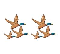 Rersduyt 6X 3 Size Mallard Duck Wall Art Wooden Ducks Wall Decor Rustic Flying Birds Wall Decor Carved Wood Wall Art for Home