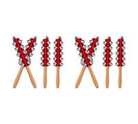 Rersduyt 8 Pcs Christmas Bells Wooden Handle Jingle Bells Instrument Musical Hand Bell Musical Percussion Instrument