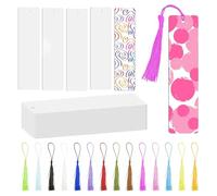 Rersduyt 80Pcs Sublimation Bookmark Blank Heat Transfer Aluminum Metal Bookmarks Bulk DIY Bookmarks with Hole and Colorful Tassel