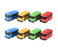 Rersduyt 8Pcs Little Bus Mini Plastic Pull Back Blue Red Yellow Green Bus Car Model for Children'S Gift