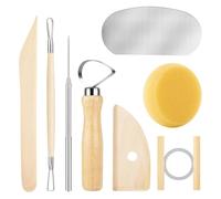 Rersduyt 8PCS Wooden Pottery Sculpting Tools, Wood Clay Cleaning Tool Set, Ceramic Modeling Tool for Carving, Molding, Cutting
