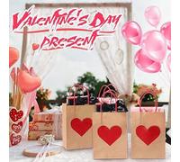 Rersduyt A 24 Pcs Valentines Day Gift Bags Goodie Bags with Handles Heart Love Paper Bags for Wedding and Valentine