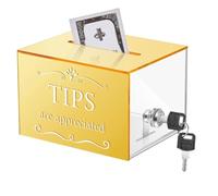 Rersduyt Acrylic Donation Box Acrylic Tips Jar Donation Tip Bucket Collection Suggestion Box Raffle Cash Box