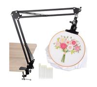 Rersduyt Adjustable Metal Embroidery Stand, 360°Rotated Embroidery Hoop Holder, with 16 Pieces Embroidery Needles for Hand Work