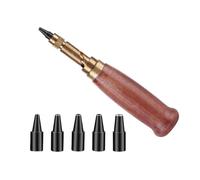 Rersduyt Belt Hole Punch,Interchangeable Punch, Suitable for Leather,Paper,Belt Hole Punch, Wooden Handle Binding Tool Brown