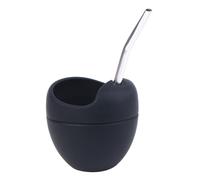 Rersduyt Black 5oz 180M Silicone Yerba Mate Cup Set Tea Cup with Stra for Gift