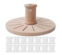 Rersduyt Bobbin Rack for Embroidery Round Wooden Floss Bobbin Holder Beech Storage Organizer for Embroidery Hair-Braiding Sewing