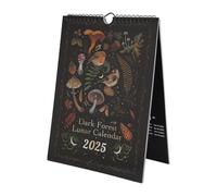 Rersduyt Dark ForestLunar Calendar 2025 Illustrated Wall Pendant for Office Home ArtMoon Calendar Gift Decor