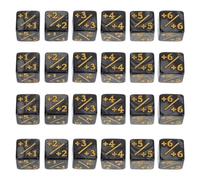 Rersduyt Dice Counting Tokens Acrylic Dice Squares Positive Negative Dice Card Game Accessories Black 24pcs
