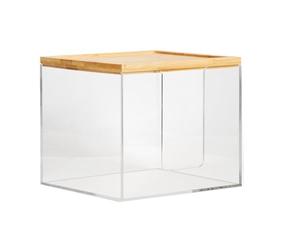 Rersduyt Disposable Face Towel Holder Box Storage with Bamboo Lid, Acrylic Container for XL, Large Capacity