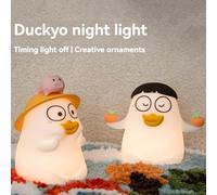 Rersduyt Duck Pat Pat Lamp USB Cute Desktop Ornament Silicone Lamp Bedside Timing Night Light for Bedroom A