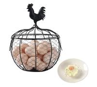 Rersduyt Egg Holder for Countertop Metal Chicken Egg Collecting Basket with Handle Farmhouse Storage Rack