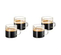 Rersduyt Espresso Cups Set of 4, 4 OZ Double Spouts Cups, Espresso Shot Glasses, Milk Cup with Handle, Clear Glass, Espresso