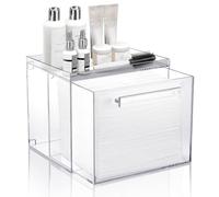 Rersduyt Face Towel Container Box Acrylic Container Compatible with CleanSkin Club Wall-Mounted Makeup Organizer with Drawer (Excluding Towels) AcrylicTowel Storage Bin with Drawer