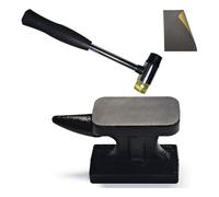 Rersduyt Mini Iron Horn Anvil & Hammer Set, 1.15 Lb ForgedIron Anvil with Rubber Hammer,for Metal Stamping, Silversmith