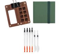 Rersduyt Mini Watercolor Paint Set - Portable Travel Kit with Wooden Palette, Sketchbook, Brushes, and Clips for Artists Painters