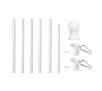 Rersduyt Outdoor Flagpole Kit, Wall Mounted Flagpole for American Flag, Anti- Rotating Flagpole Ring for Porch Yard,White