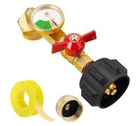 Rersduyt Propane Refill Adapter for 1lb Tanks,90 Degree Propane Adapter 20lb to 1lb Converter with Gauge and Control Valve 1Set