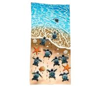 Rersduyt Quick-Drying Beach Towel with Sea Turtle Pattern, Soft and Absorbent, Suitable for Bathroom, Outdoor, Pool and Camping,C
