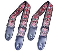 Rersduyt Red Pattern Fashion Printed Acoustic Electric Guitar Strap Widened Acoustic Guitar Strap Universal Strap Easy Install