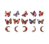 Rersduyt Retro Notebook Decoration Material Stickers DIY Decorative Sticker for Notebook Labels, Red Moon Butterfly