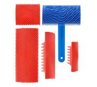 Rersduyt Rubber Empaistic Graining Tool Woodgraining Tool Kit Texture Pattern with Handle Rolle