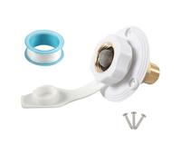 Rersduyt RV Water Inlet Connection City Water Fill Inlet Flange Brass with Check Valve RV Water Hose Connector White